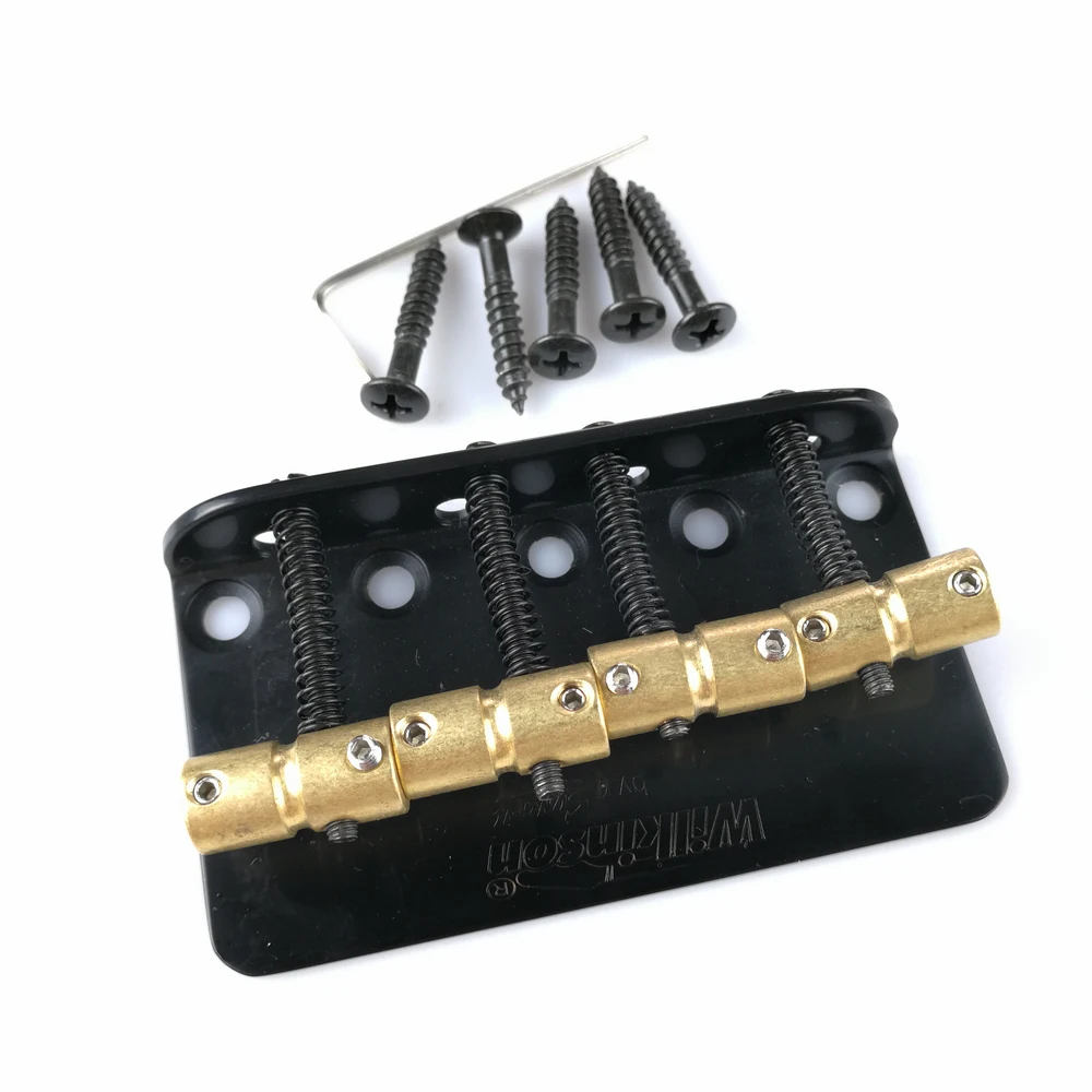 Wilkinson WBBC Four 4 Strings Electric Bass Bridge With Brass Saddles For Precision Jazz Bass Chrome Silver Black