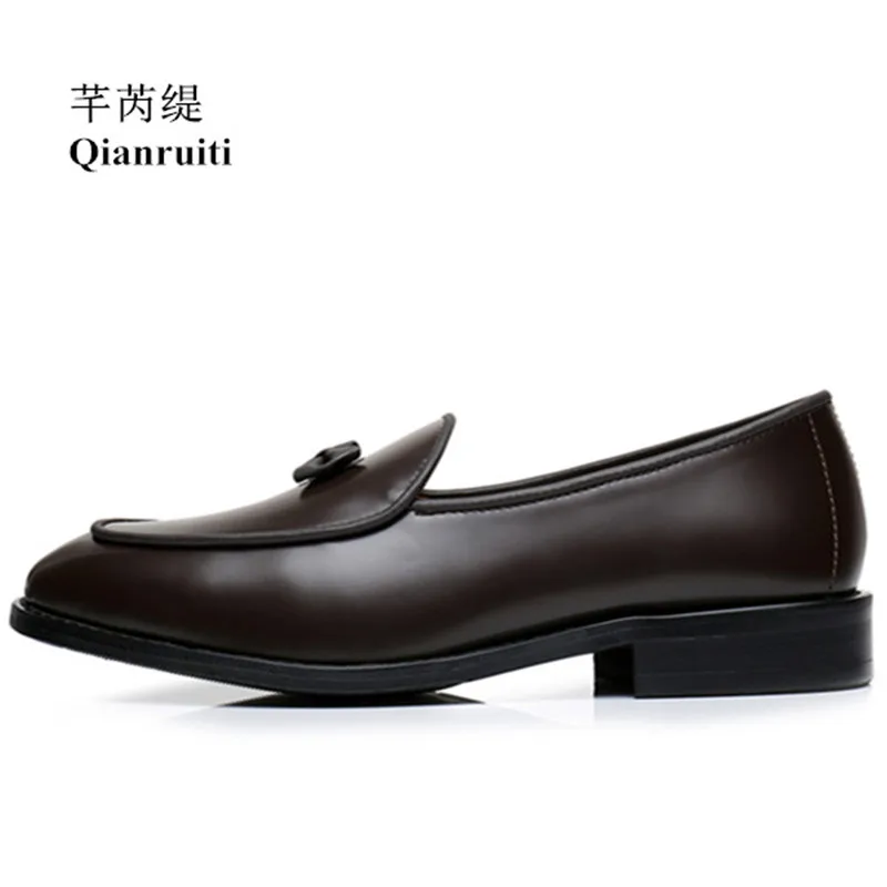 

Italy Street Smoking Shoes Business Men Formal Leather Shoes Casual Bows Slip-on Loafers for Wedding Party Club Office Wearing