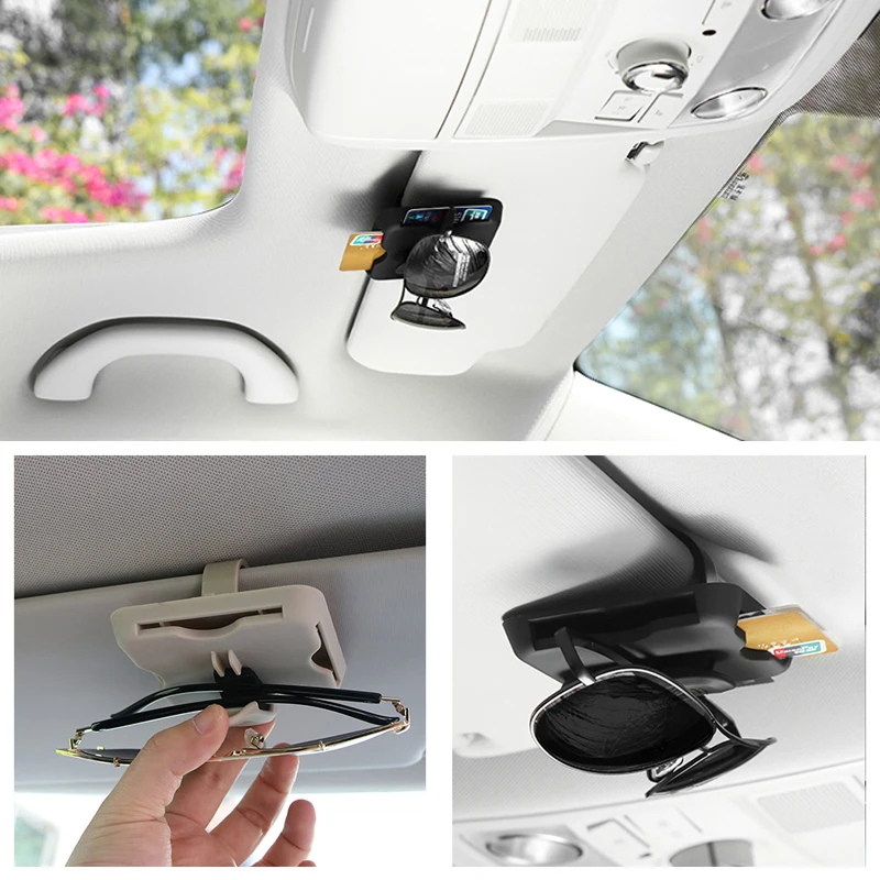 Sun Visor Car Card Holder Organizer with Glasses Clip Accessories For Peugeot 307 206 308 407 207 3008 406 208 301 2008 408 5008