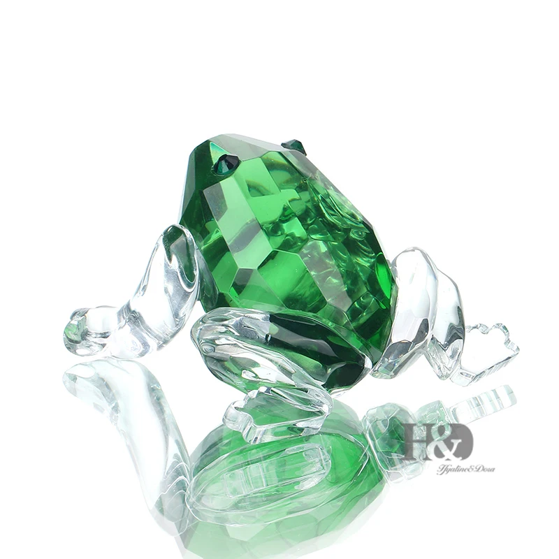 

H&D Small Crystal Frog Collection Paperweight Art Glass Craft Table Centerpiece Ornament(Green)