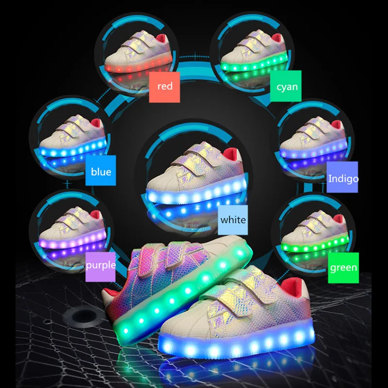 7ipupas 2017 autumn kids shoes led lighted sneakers boys and girls leisure sports shoes unisex Luminous shoes light up 11 colors