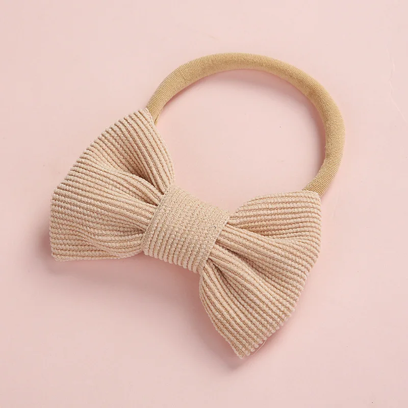 Baby Headband Bow Headbands For Girl Corduroy Head Band Thin Nylon Hairband Newborn Kids Toddler Hair Accessories Spring Summer image 5