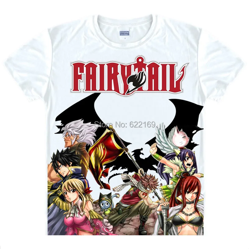 Japanese Fairy Tail anime  t-shirt anime Natsu Lucy Happy cotton shirt Cosplay christmas halloween Costumes anime clothing