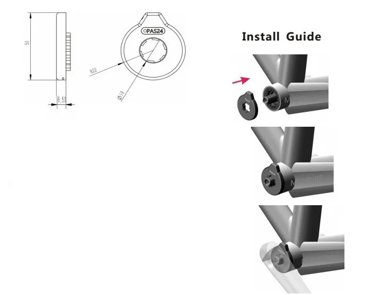 Electric car scooter pedal auxiliary sensor 5 magnet 24 type magnet PAS system DIY bicycle modification accessories patinet reca