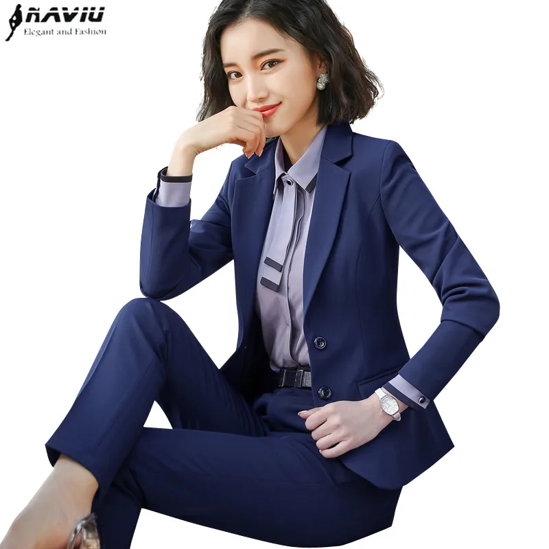 New Fashion Two Pieces Set Women Pant Suits For Office Ladies Long Sleeve Slim Blazer and Trouser Formal Clothes