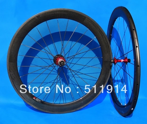 

WS-CW06 полный углеродный дорожный велосипед 60 мм Clincher Wheelset 700C Clincher Rim, черные Спицы, красная втулка (передняя и задняя)