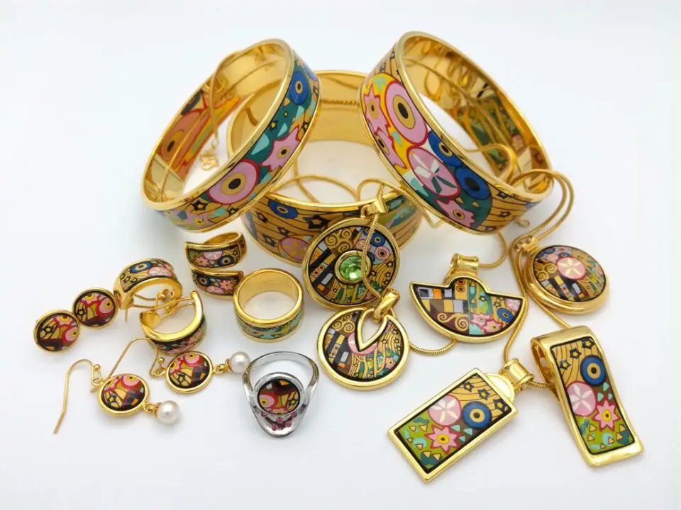 020  Cloisonne enamel jewelry European and American style 4pcs sets