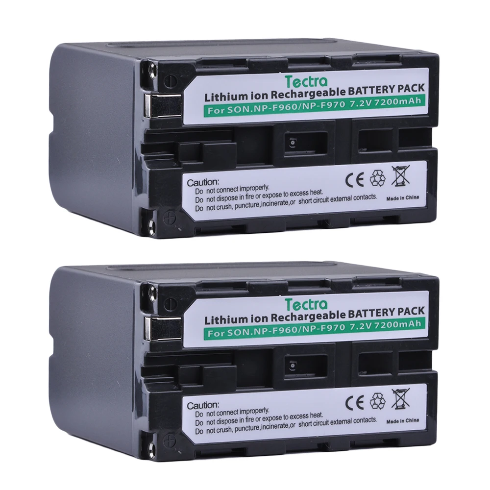 Tectra 7200mAh 3PCS NP-F970 NP-F960 NP F970 NP F960 Li-ion Battery for Sony HVR-HD1000 V1J V1J CCD-TRV26E DCR-TR8000 Batteries