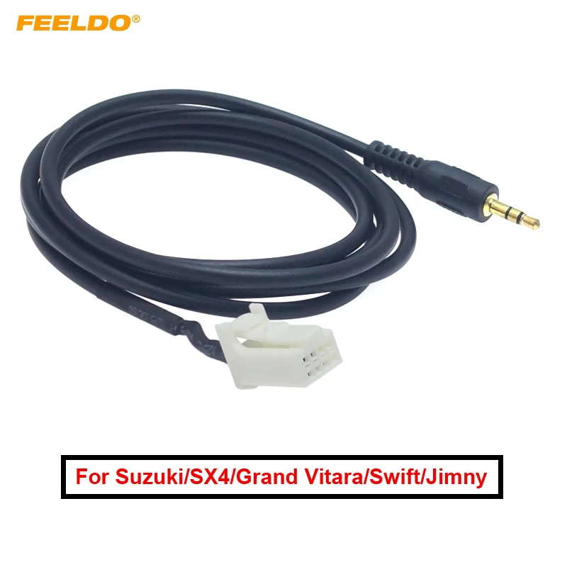 

FEELDO Car 3.5MM Male Jack AUX-IN Socket Audio Cable for Suzuki SX4 Grand Vitara Swift Jimny Extension Wire Adapter