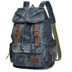 Unisex Denim Canvas Women Backpack Drawstring School Bags For Teenagers Girls Large Backpack Female Rucksack Mochilas B-034