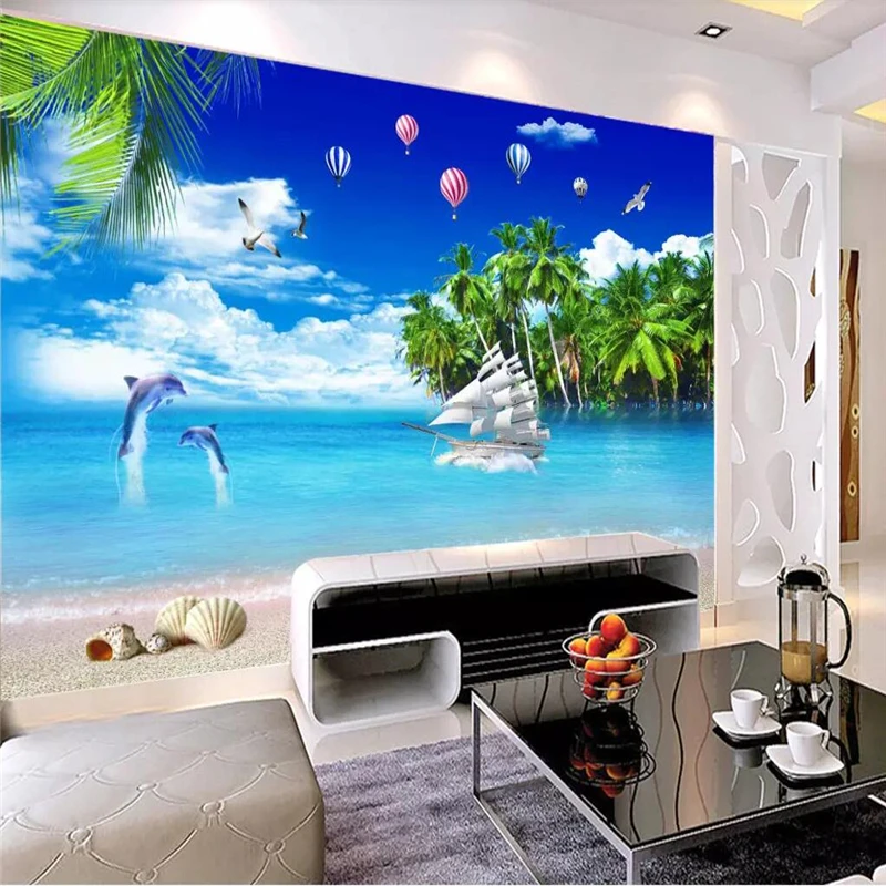 Beibehang Custom Foto Behang Muurschildering Zeegezicht Kokospalm Tv Achtergrond Muur Papers Home Decor Papel De Parede Infantil