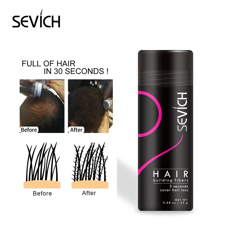 

25g Refill SEVICH Keratin Hair Building Fiber Style Hair Loss Concealer Fiber Hair Powder Wax Dye Wigs Extension 10Colors