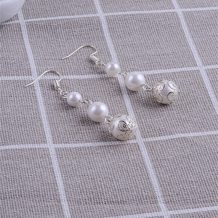 Girl Temperament Korean Simple Accessories Long-style tassels 925 Silver Needle Earrings  Pearl Earrings