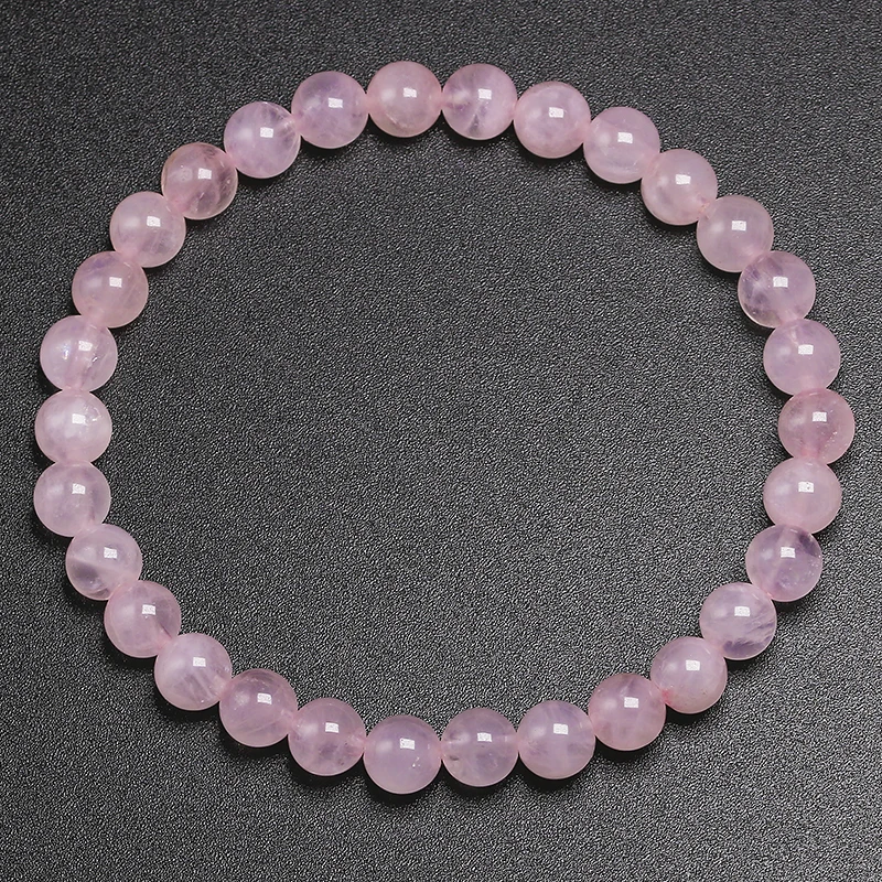 Natural Smooth Rose Quartz Energy Natural Stone Strench Bracelet Elastic Fine Jewelry Beads Lovers Women Handmade Gift