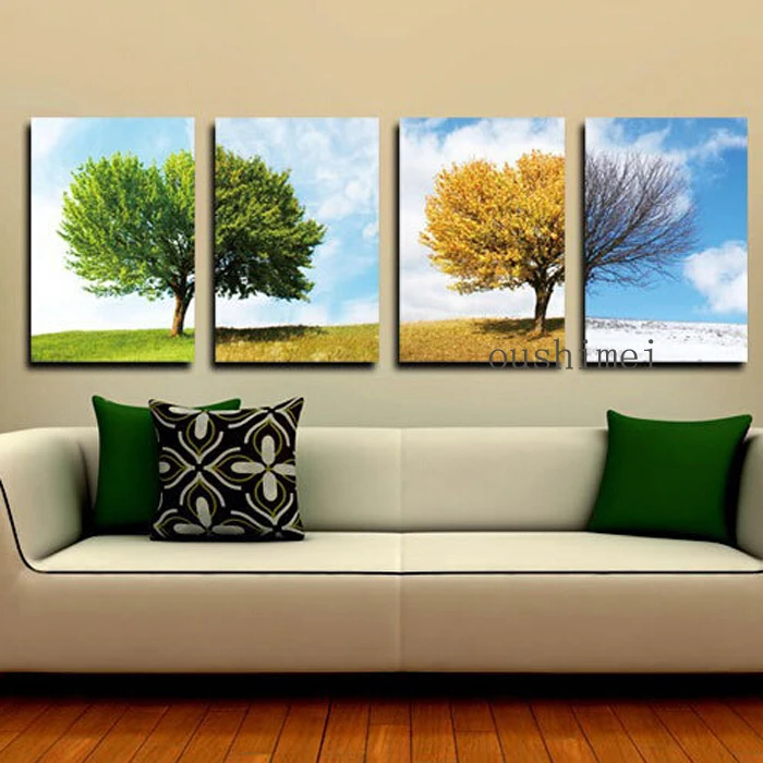 

Hand Painted Oil Painting Picture For Living Room Decor Modern Season Landscape Home Decor Hand Painting Blue Sky Wall Art