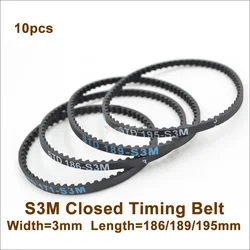 POWGE 183 186 189 195 255 351 STD S3M cintura anteriore posteriore W = 3mm S3M Belt 3Racing Sakura D3 CS 1/10 RC Car Drift On Road