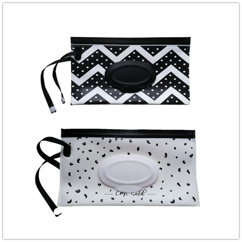 Clutch and Clean Wipes Carrying Case Eco-friendly Wet Wipes Bag Cosmetic Pouch Easy-carry Snap-strap Wipes Container 2 pieces