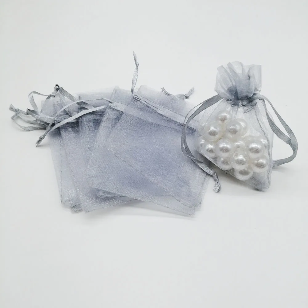 500pcs Organza-Bags Gray Organza Gift Bags For Jewelry Packaging Display Christmas Wedding Jewelry Storage Drawstring Bag DIY