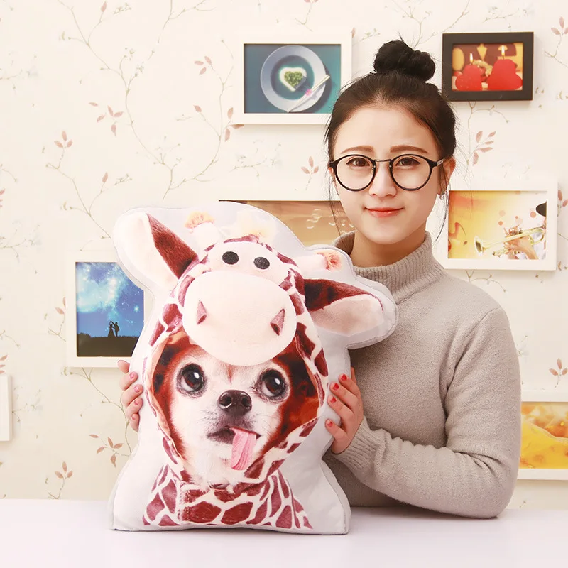 Creative Double-Sided Printing Cushion for leaning on of Lovely Doll, Dog and Cat Simulation, 3 D Simulation, Lovely Doll