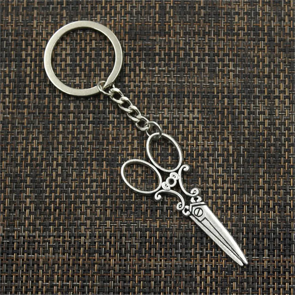New Fashion Men 30mm Keychain DIY Metal Holder Chain Vintage Sewing Scissors 61x25mm Gold Color Bronze Silver Color Pendant Gift