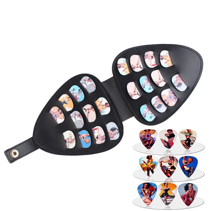 SOACH 22pcs PVC Guitar picks pictures random + black picks wallet Package Holder bass guitar part & accessories Wholesale