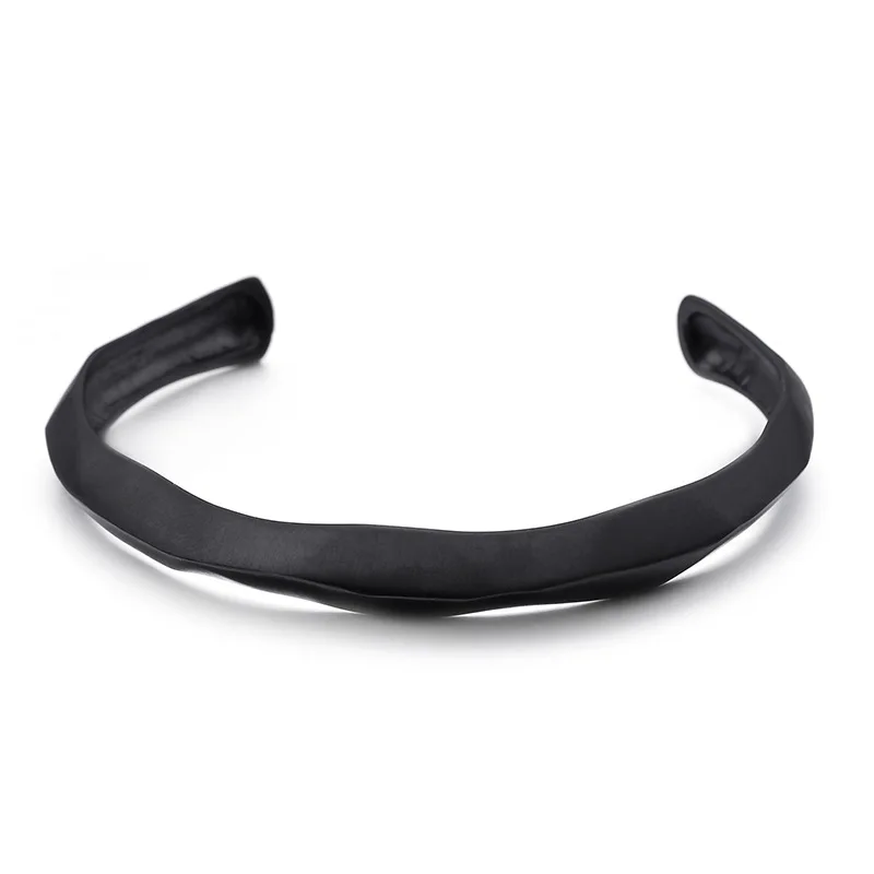 

European and American trend minimalism black irregular titanium steel bracelet jewelry