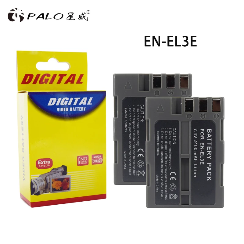 

2pcs Palo 2400mAh EN-EL3E EN EL3 ENEL3E Li-ion Digital Camera Battery Pack for Nikon D90 D80 D300 D300s D700 D200 D50 D70s D100