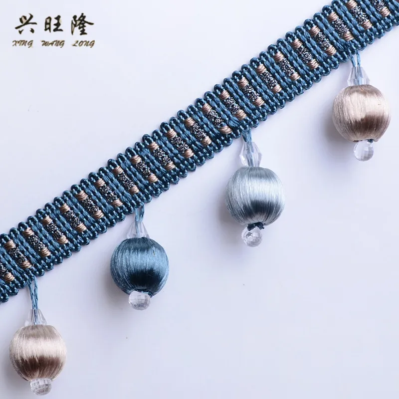 

XWL 12M Wood Beads Curtain Tassel Fringe Lace Trims Curtain Accessories Sofa Stage Ribbon Belt DIY Sewing Braided Lace Textile