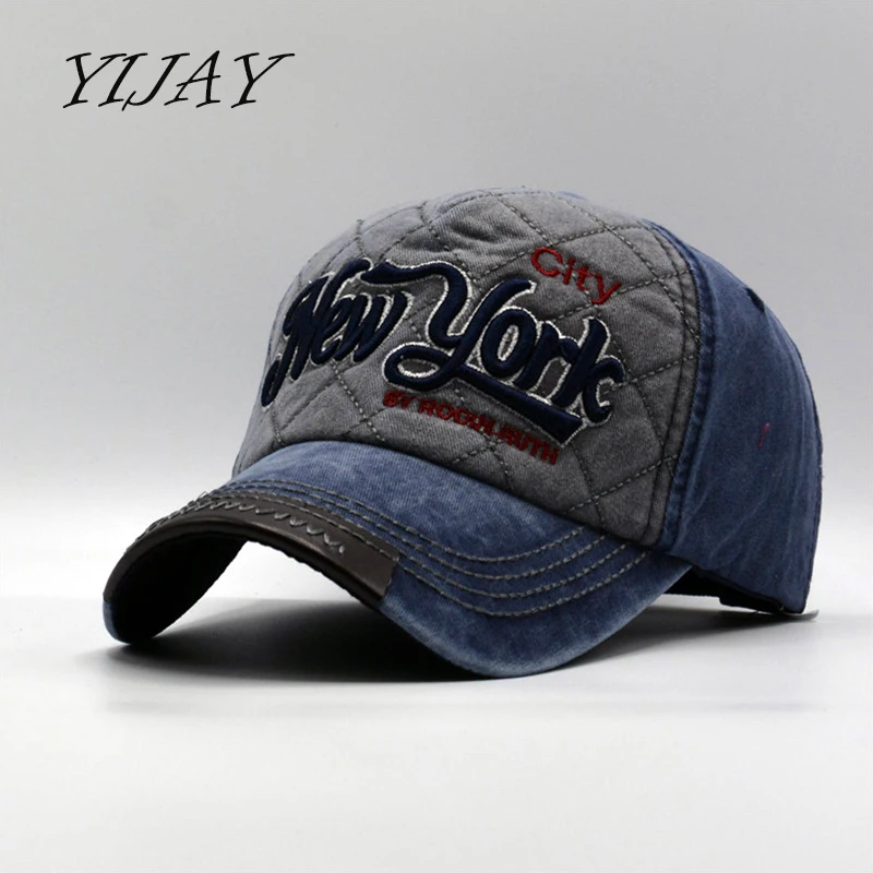 2018 new style hot caps NEW YORK city washed plaid vintage baseball cap NEW YORK city lady adjustable embroidery dad hat