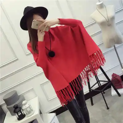 2017 Winter Women Turtleneck Pullover Korean Fashion  Loose wool Batwing Sweater Ladies Knitted Ponchos and Capes Coat