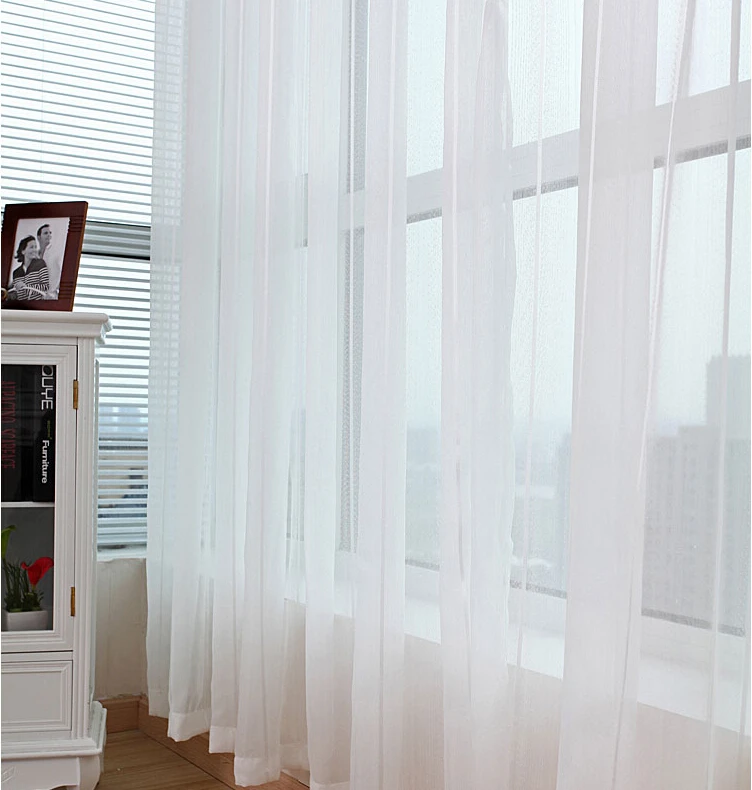2017カーテン固体白いチュール現代のリビングルーム半透明なカーテン窓薄手の寝室