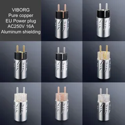 Viborg EU Mains AC Power Plug Electric Shucko Power Connector Aluminum Shielding For HIFI Audio Amplifier DIY