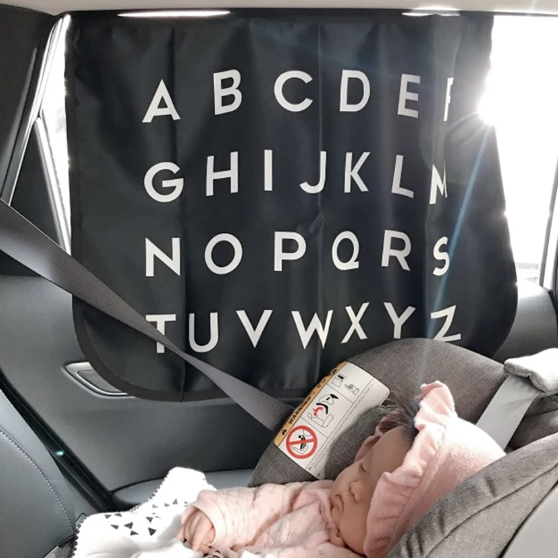 Parasol funcional para coche para niños, sombrilla educativa temprana con 26 letras en inglés, cubierta a prueba de Sol para bebé recién nacido,