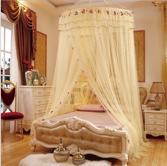 1PC Mosquito Net Princess Style Round Lace Insect Bedding Canopy Durable Bed Curtain Dome Mosquito Net for Double Bed KR 018