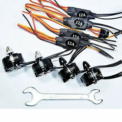 4 ชุด 2204 2300KV Brushless Motor + SimonK 12A ESC + Prop สำหรับ Quadcopter Drones