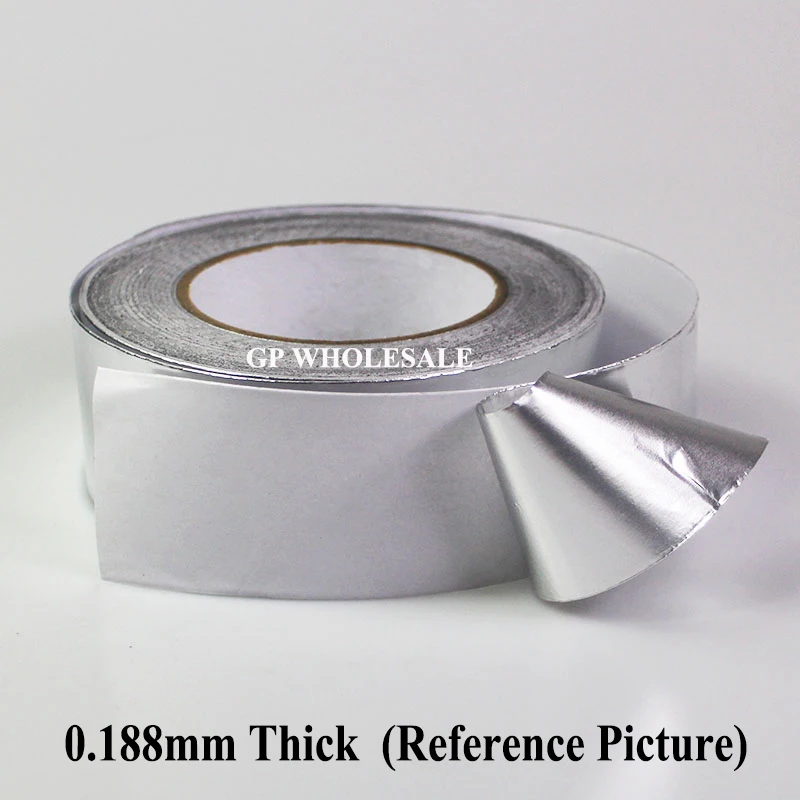 0.188mm Thick 75mm wide 25M long, Single Heat insulation Waterproof Aluminum Foil Glue Tape fit for Pipe Wrap, Refrigerator