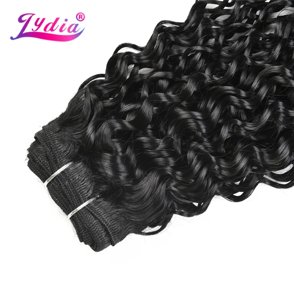 Lydia Water Wavy Synthetic Hair Bundles Pure Color Weave 10-24 Inch 1 Bundle/Pack Double Weft High Temperature Curly Sew Weaving