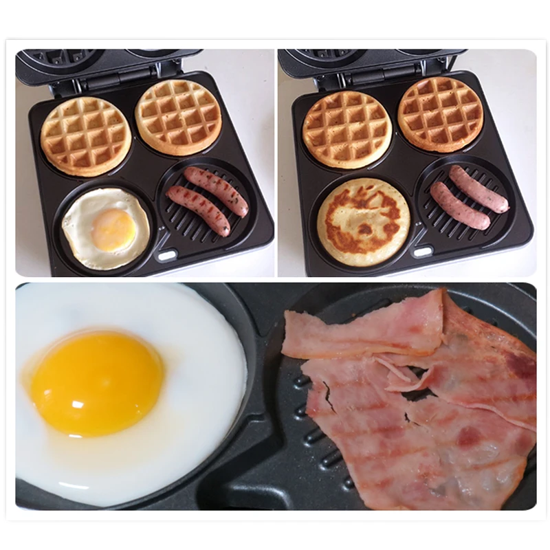 Multi-Functional Waffle Maker Breakfast Machine Four-Hole Muffin Machine Egg Frying Pan Pancake Machine