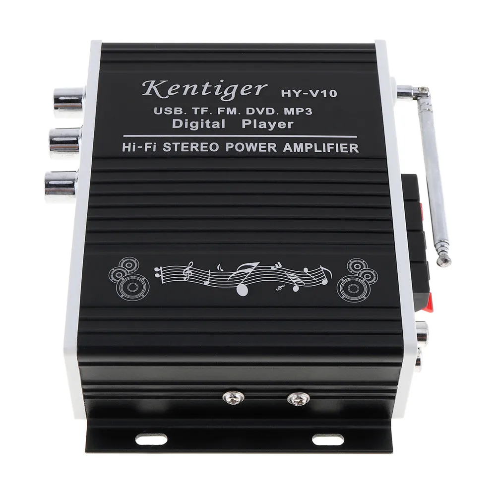 Kentiger DC12V 5A 20W x 2 2CH HI-FI Bluetooth Car Audio Power Amplifier FM Radio Player Support SD / USB / DVD / MP3 Input