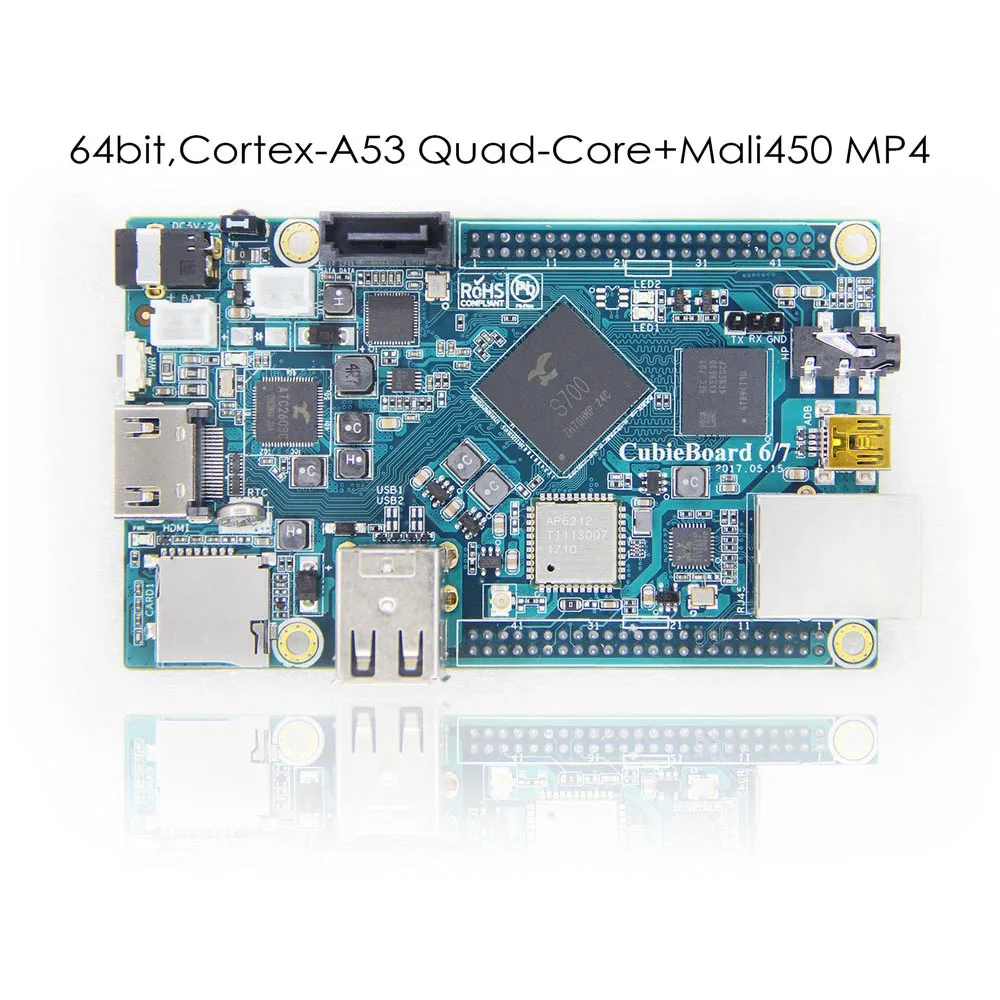 Imagem -05 - Ações Soc S700 Arm Cortex-a53 Quad-core 2g lp Ddr3 8g Emmc Placa de Desenvolvimento Android Linux Open Source Cubieboard7