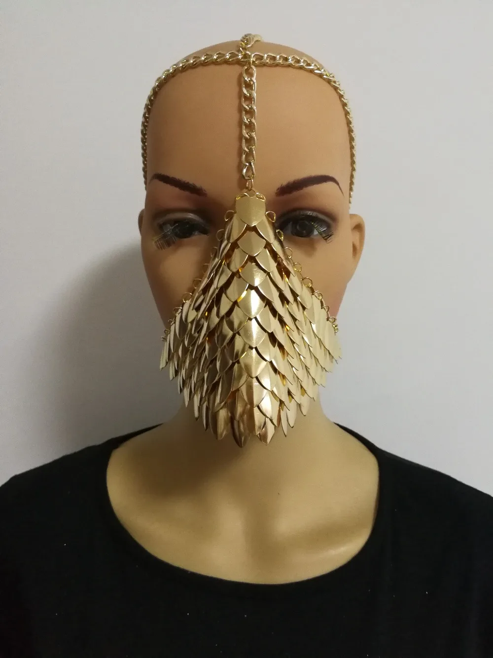 سلسلة قناع السمك الذهبي B750 للنساء ، مجموعة جديدة ، مجوهرات ، تصميم فريد ، قناع ، مقياس سمكة ، مجوهرات