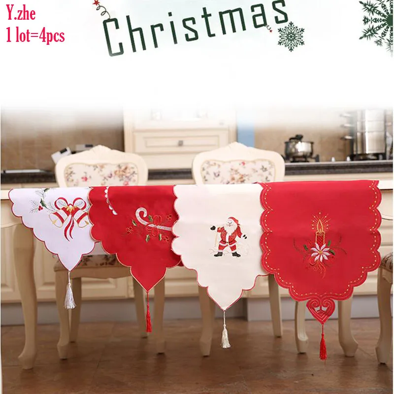 

4pcs/lot Wholesale Christmas Table Flags Santa Clause Red Flags for Dinner Table Home Decorations Ornaments Christmas Navidad