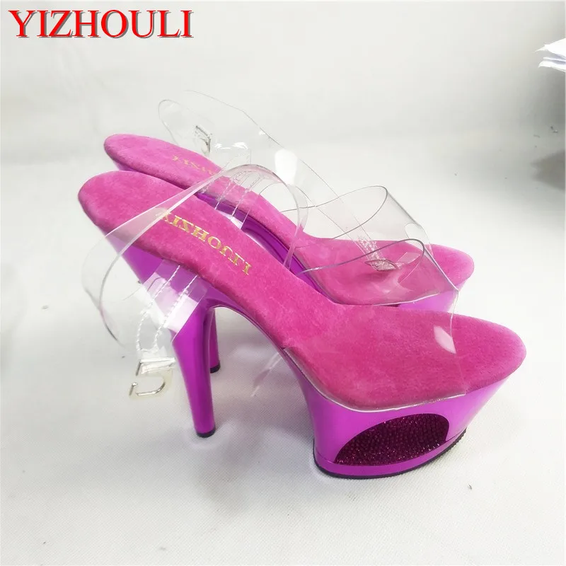 

17cm sexy super high heels, new performance crystal ladies stage fashion show Sandals, hollow-out waterproof platform