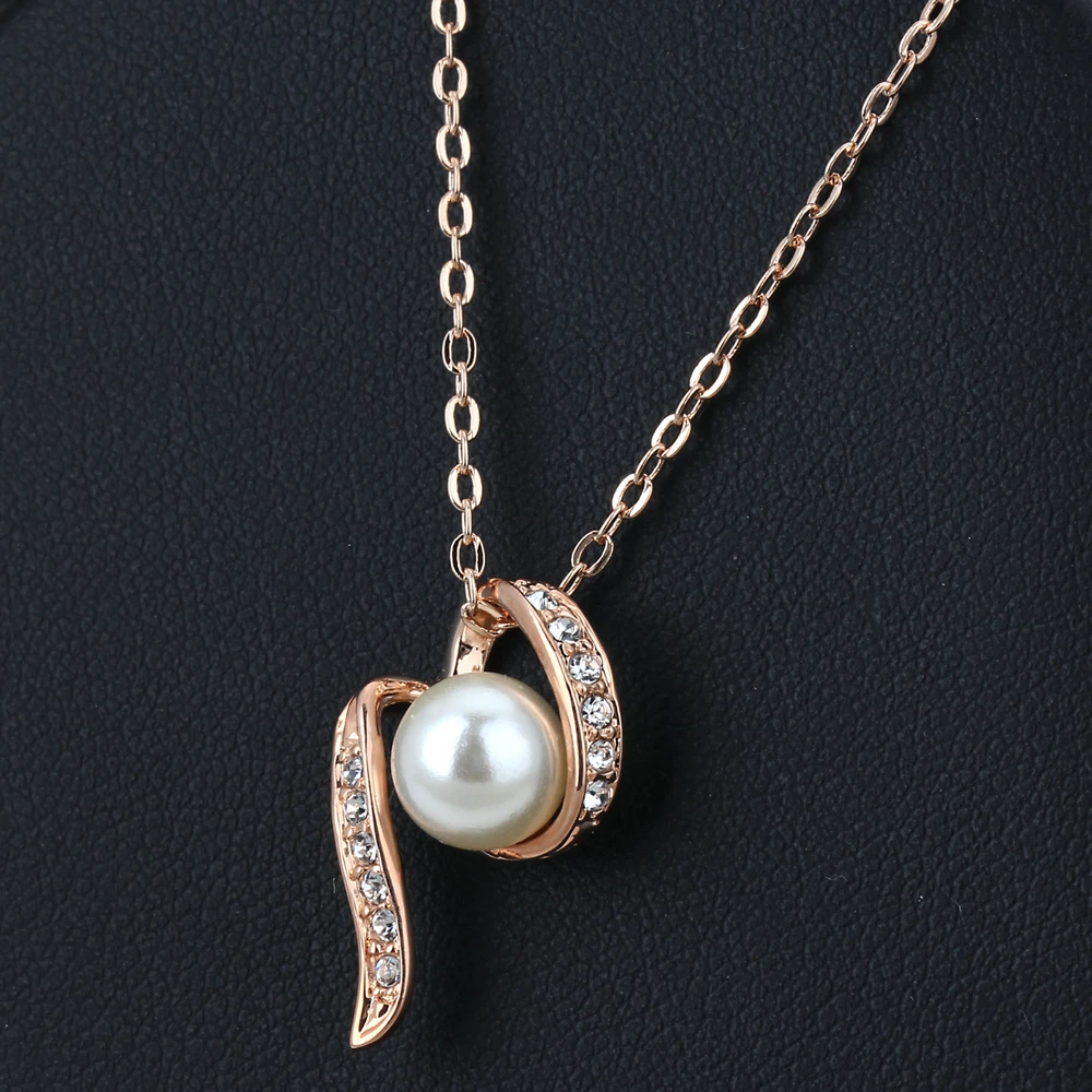 ZHOUYANG Imitation Pearl Chain Pendant Necklace for Women Fashion Jewelry Rose Gold Color 2024