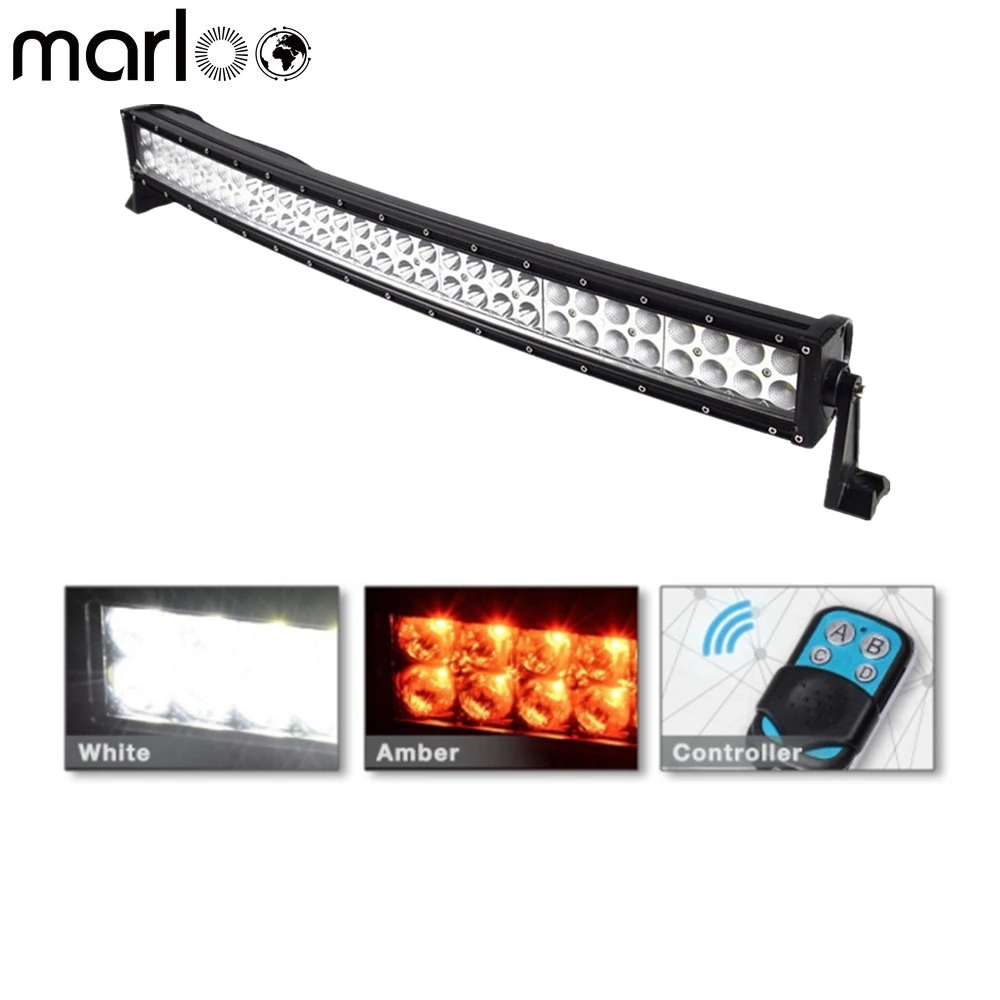 Car Accessories Curved 180w 32inch White & Amber Led Light Bar Combo Strobe Light For Jeep Truck UTV 4X4 Remote Controller