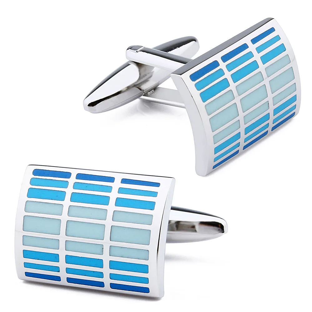 2 Colors Blue Purple Enamel Cufflinks For Men French Shirts Cuff Fashion Accessories Jewelry Wedding Gift