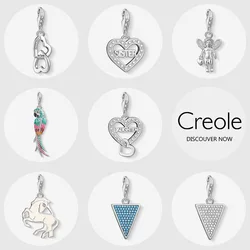 Link Hearts Sister Daughter Angel Colorful Parrot Unicorn Triangle Charm Pendant,2019 Summer Fashion Jewelry 925 Sterling Silver