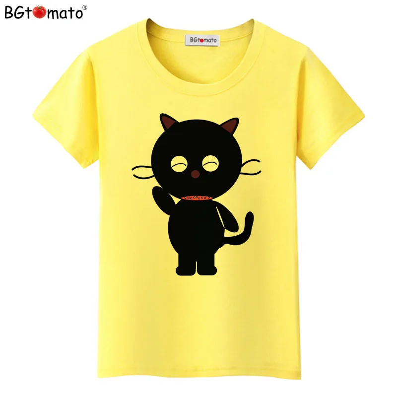 BGtomato Hot sale black cat funny T-shirts Summer cool tops Brand good quality lovely kawaii Tees women