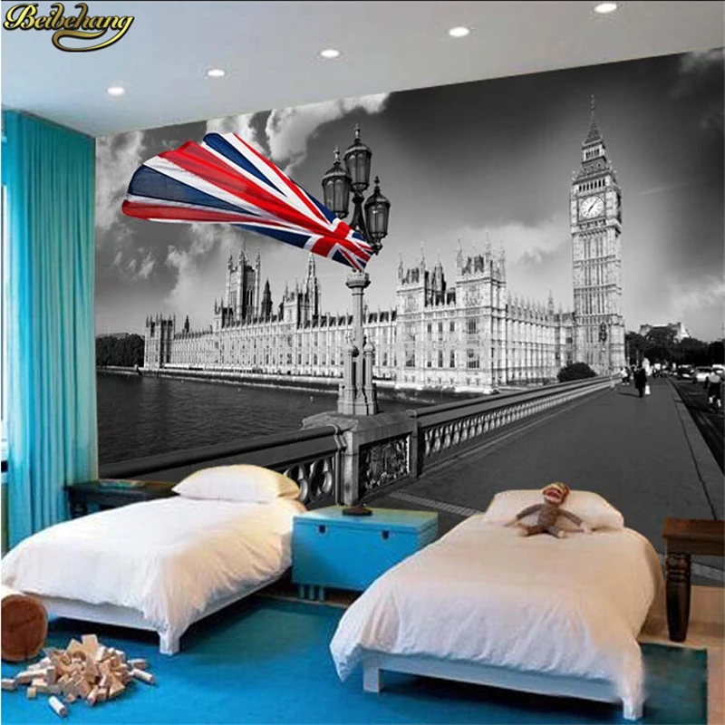 

beibehang Custom 3d wallpaper Bar minimalist modern living room sofa personalized retro nostalgia London streetscape wall mural