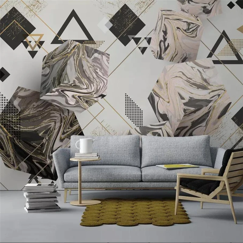 wellyu 3d geometric polygon marble texture background wall custom large mural green wallpaper papel de parede para quarto